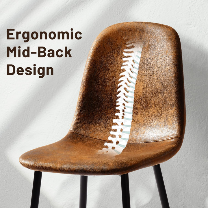 FurnitureR Esszimmerstühle, 4er-Set mit Metallbeinen, bequemem Wildlederbezug, seitlicher Sitzfläche, mittelhoher Rückenlehne und Armlehnen, für Küche, Restaurant und Wohnzimmer, Braun