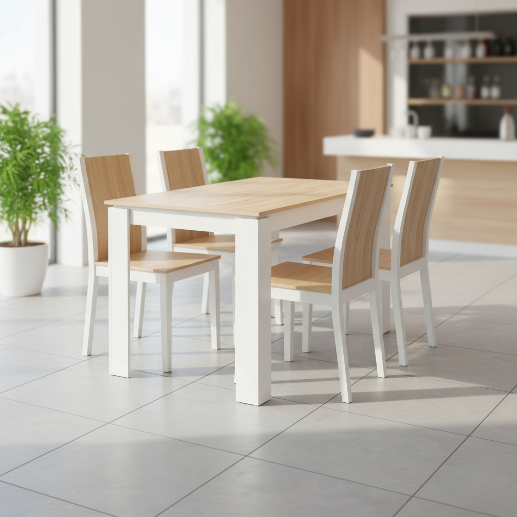 Rechteckiger Esstisch von FurnitureR für 2–4 Personen, Küchen- und Esszimmertisch mit Holzgestell, für kleine Räume, Wohnungen, Homeoffice, Eiche