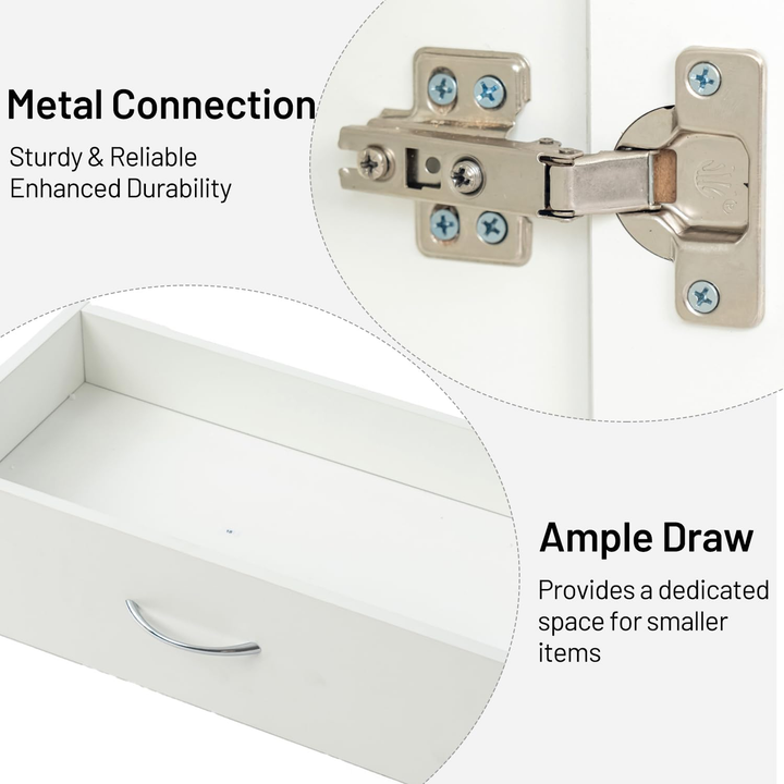 Buffet de style ferme moderne FurnitureR, meuble de rangement, table basse en bois avec tiroir et étagères, 110 cm (43,3 po), style grange