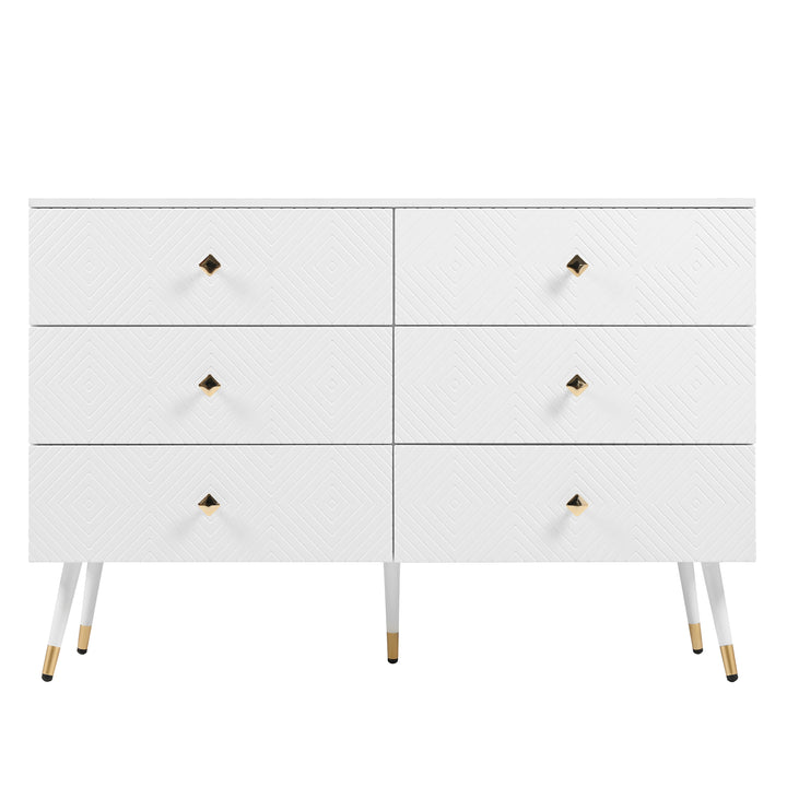 FurnitureR Meuble Sous Escalier, Commode à 6 Tiroirs avec Motifs Géométriques et Poignées en Diamant, Ample Espace, 120x40x80cm