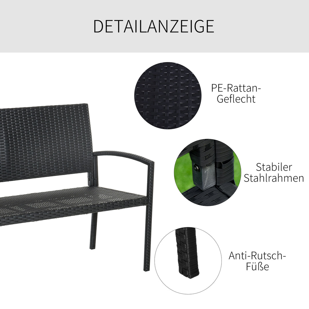 FurnitureR Banc de Pique-Nique Noir, Design Moderne en Acier Résistant, Mobilier Extérieur Durable, Idéal pour Jardin ou Terrasse, Confort et Élégance