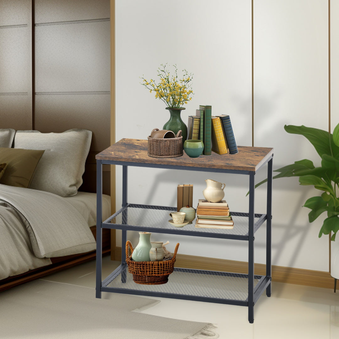 Möbel R 3-stufiges Aufbewahrungssystem, kleiner Konsolentisch, Garderobenregal, Beistelltisch mit 2 Lagen Drahtgeflecht, Metallrahmen, aufrechtes Regal für Zuhause, Sofaecke, Küche, Esszimmer, Wohnzimmer, Flur