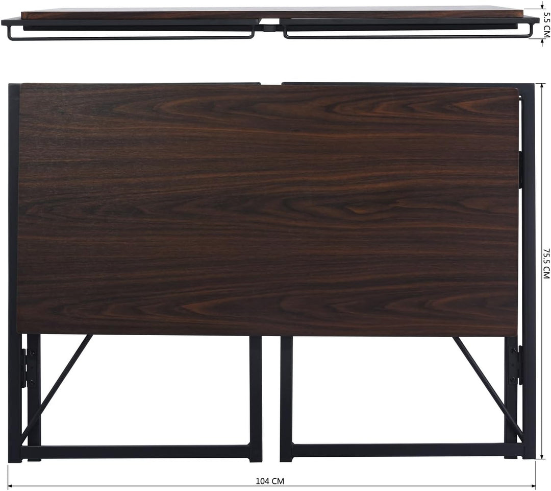 FurnitureR Folding Computer Table, Small Space Foldable Desk, MDF & Metal Frame, Portable Desk for Home Office, Writing Workstation for Living Room, Bedroom, Dormitory, 100x50x75.5cm