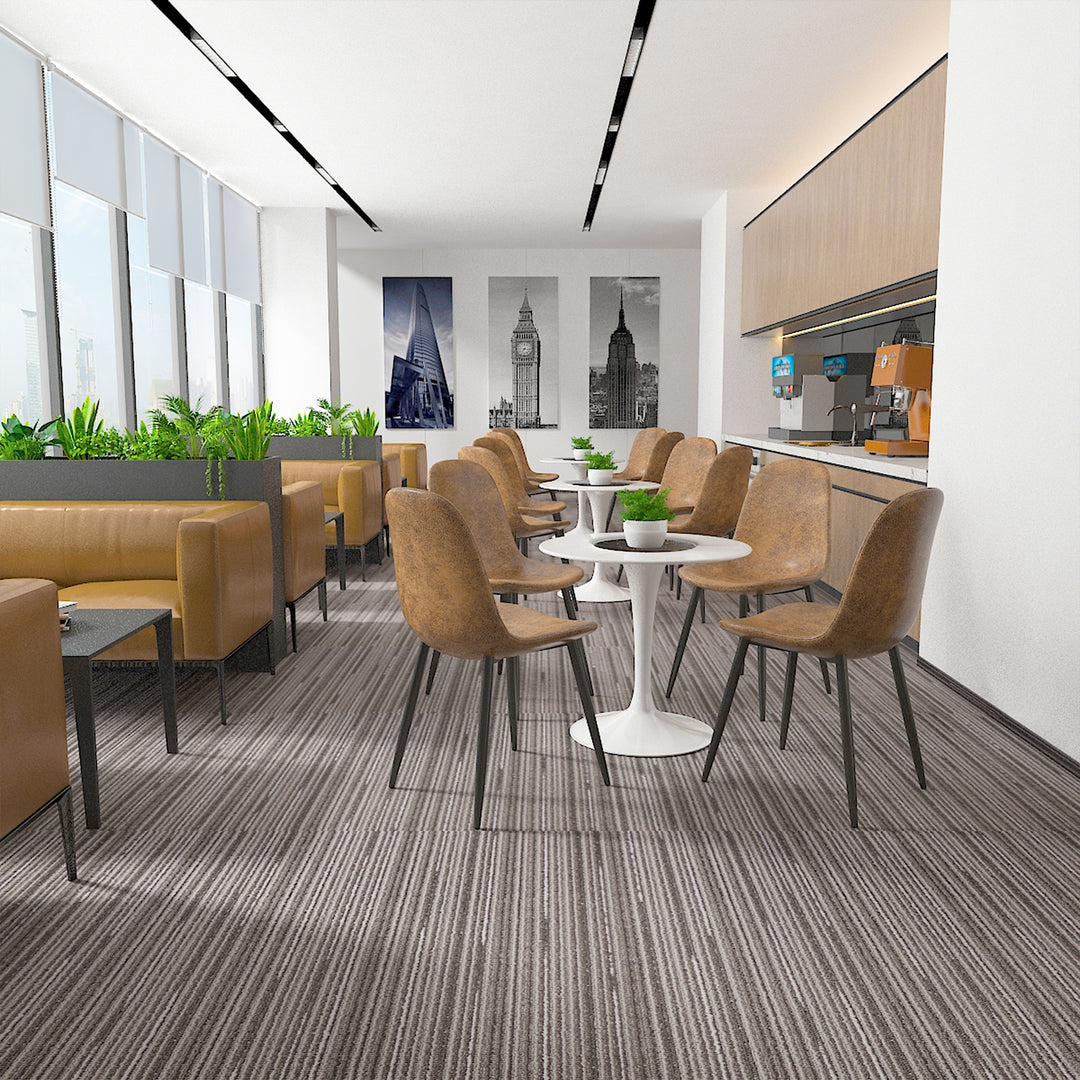 FurnitureR Esszimmerstühle Bequeme, gepolsterte Sitzstühle ohne Armlehnen für Zuhause Küche Schlafzimmer Wohnzimmer Gästezimmer Restaurant Café (Braun, 12er-Set)