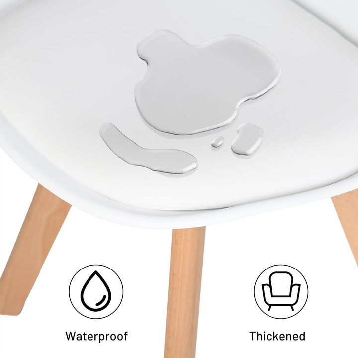 Chaise de bureau FurnitureR pour petits enfants, dossier mi-haut en plastique, sans accoudoirs, pieds en bois, lot de 2, blanche.