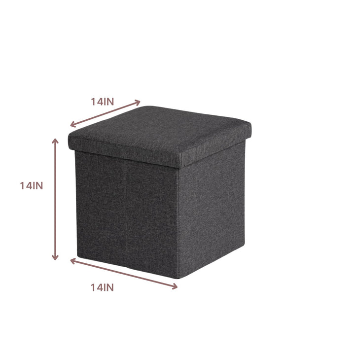 Pouf de rangement FurnitureR, petit pouf pliable cubique avec repose-pieds intégré, idéal pour le salon et la chambre, rembourré, 38 cm (15 pouces), gris