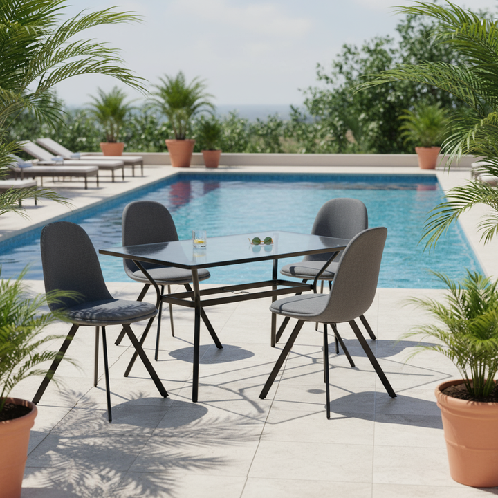 Ensemble de 4 chaises de salle à manger pivotantes FurnitureR, chaises d'appoint en tissu, sans accoudoirs, dossier mi-haut, assise rembourrée et pivotante, pour la cuisine et la salle à manger, grises. 