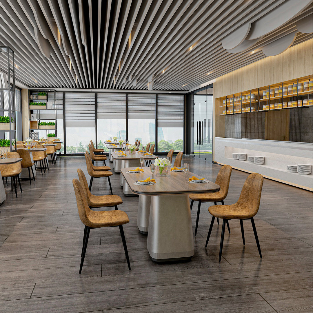 FurnitureR Esszimmerstühle Bequeme, gepolsterte Sitzstühle ohne Armlehnen für Zuhause Küche Schlafzimmer Wohnzimmer Gästezimmer Restaurant Café (Braun, 12er-Set)