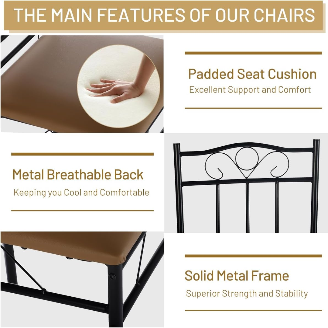 Ensemble de salle à manger FurnitureR 7 pièces pour 6 personnes, table de cuisine rectangulaire avec 6 chaises à dossier haut en cuir PU, ensemble de salle à manger confortable, hêtre