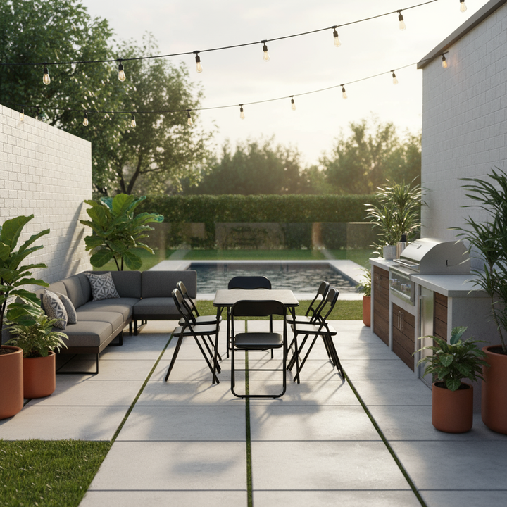 FurnitureR 7-Piece Folding Card Table and Chair Set for 6 – No Assembly Required, Space-Saving Square Table with 6 Foldable Chairs