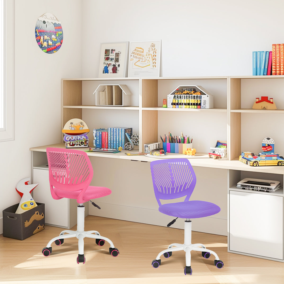 FurnitureR Chaise de Bureau Ergonomique en Filet, Lot de 2, Rose et Violet