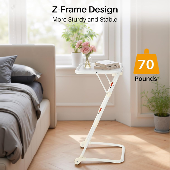 Table d'appoint pliante FurnitureR, table multifonctionnelle pliable et réglable, gain de place pour le salon, blanche