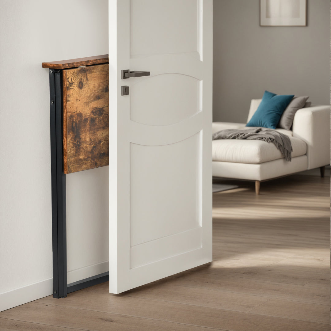 Klappbarer Schreibtisch (80 cm), einfacher, kompakter Schreib- und Arbeitstisch mit abnehmbarem Monitorständer, tragbarer Stehschreibtisch, braun