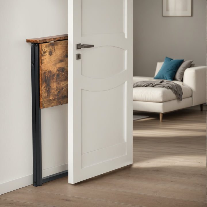 Klappbarer Schreibtisch (80 cm), einfacher, kompakter Schreib- und Arbeitstisch mit abnehmbarem Monitorständer, tragbarer Stehschreibtisch, braun