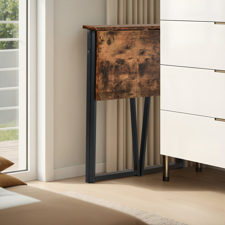 Klappbarer Schreibtisch (80 cm), einfacher, kompakter Schreib- und Arbeitstisch mit abnehmbarem Monitorständer, tragbarer Stehschreibtisch, braun
