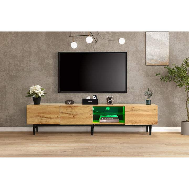 Moderner TV-Schrank mit Holzmaserung und 7-Farben-LED-Beleuchtung