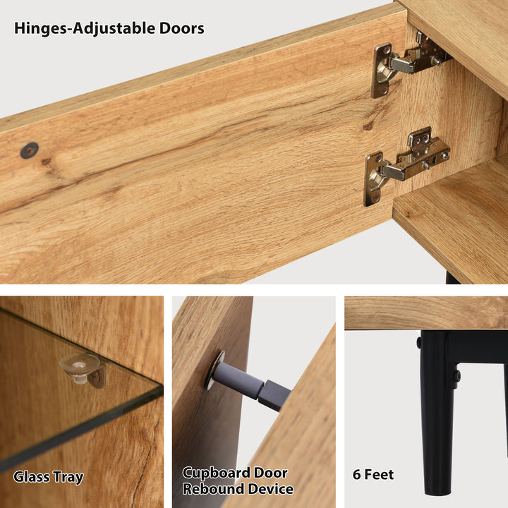 Moderner TV-Schrank mit Holzmaserung und 7-Farben-LED-Beleuchtung