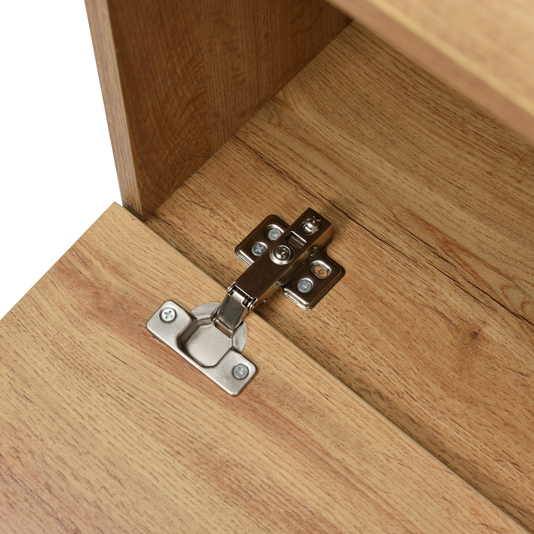 Moderner TV-Schrank – Schwarz & Holz, 2 Türen, 2 Schubladen, großes Fassungsvermögen, MDF