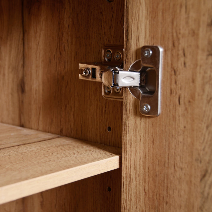 Hallway Coat Rack Set with Mirror, Shoe Cabinet, Wall Hooks, Storage Shelf, and Bench – Black & Wood Finish