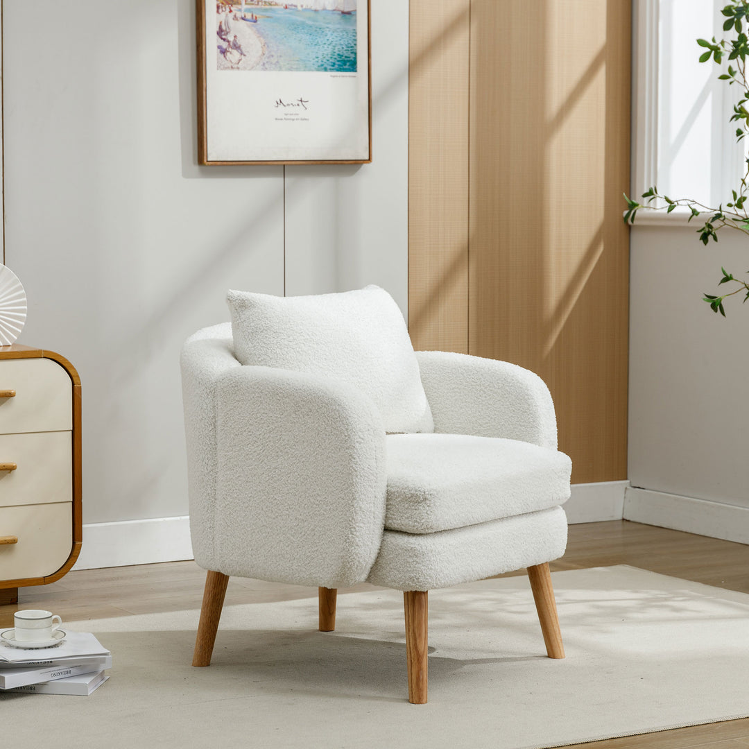 FurnitureR Canape Relaxation en Velours Teddy avec Coussins, Fauteuil avec Coussins Extra épais, Individuel, Pieds en Bois Massif