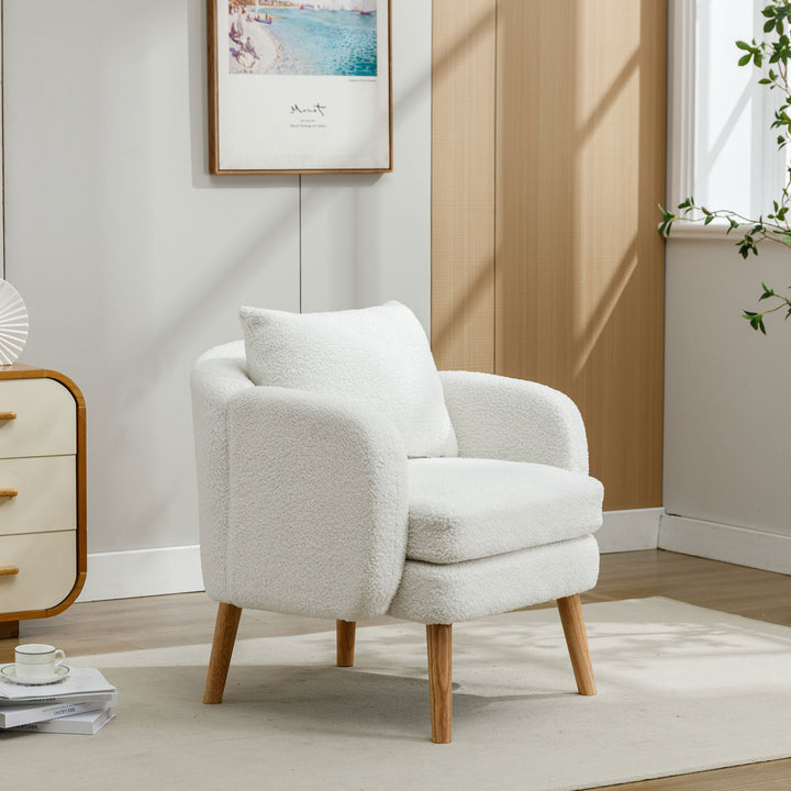 FurnitureR Canape Relaxation en Velours Teddy avec Coussins, Fauteuil avec Coussins Extra épais, Individuel, Pieds en Bois Massif