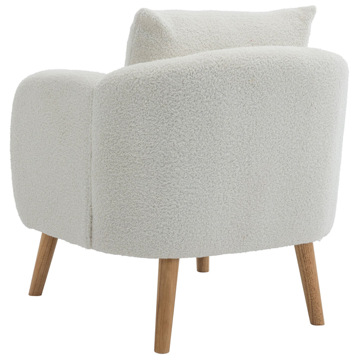 FurnitureR Canape Relaxation en Velours Teddy avec Coussins, Fauteuil avec Coussins Extra épais, Individuel, Pieds en Bois Massif