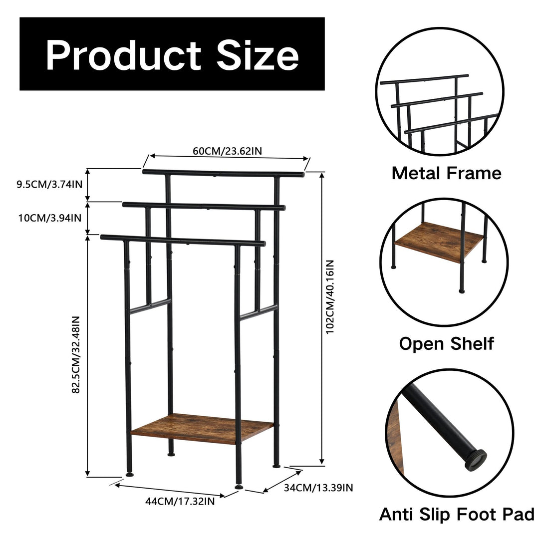 Porte-serviettes sur pied FurnitureR avec étagère en bois, échelle à couvertures en métal à 3 niveaux pour salle de bain et salon – Organisateur de serviettes, hauteur 102 cm (40,16 po)