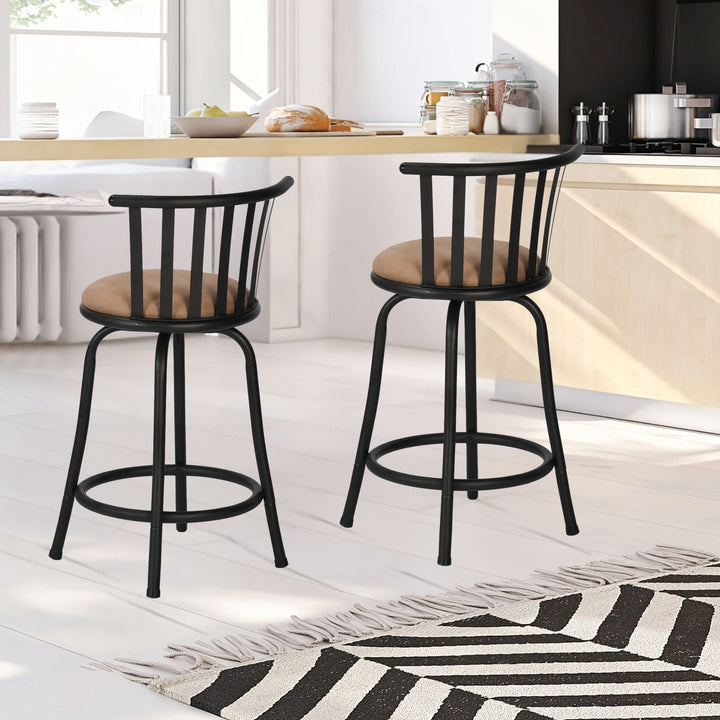 FurnitureR Barhocker-Set, drehbar, 2er-Set, höhenverstellbar, niedrige Rückenlehne mit bequemer Fußstütze, ohne Armlehnen, mit austauschbaren Beinen, 61/74 cm (24/29 Zoll)