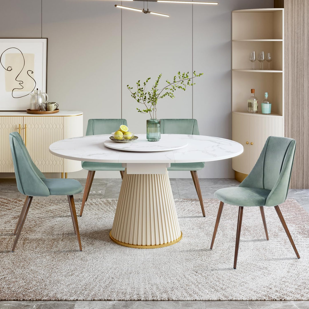 FurnitureR Esszimmerstühle, 2er-Set, moderne Samt-Akzentstühle mit großer, weicher Sitzfläche für Esszimmer, Küche, Wohnzimmer, Schlafzimmer, Grün