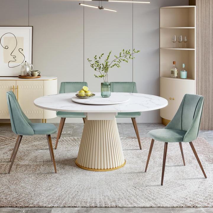 FurnitureR Esszimmerstühle, 2er-Set, moderne Samt-Akzentstühle mit großer, weicher Sitzfläche für Esszimmer, Küche, Wohnzimmer, Schlafzimmer, Grün