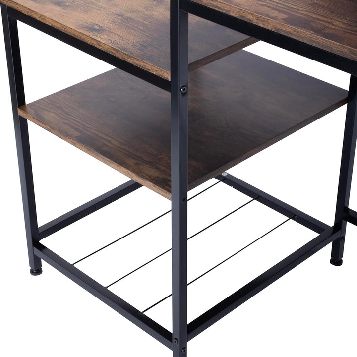 Bureau informatique industriel FurnitureR, avec éclairage LED intégré, poste de travail comprenant 1 porte-documents noir non tissé et 1 tiroir, 2 prises de courant + 2 ports USB, rangements et gestion des câbles inclus, L 143,5 cm 