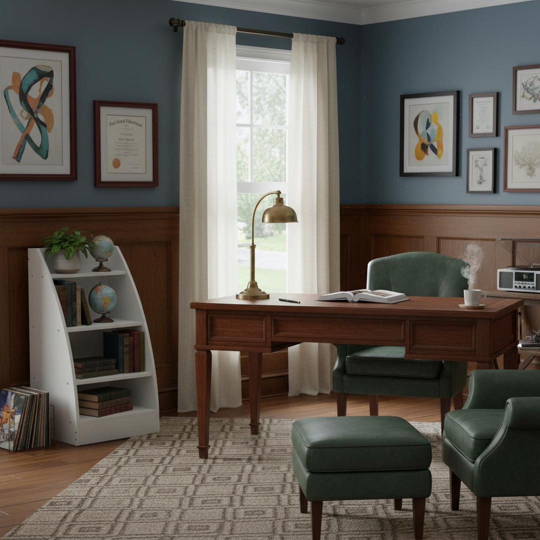 FurnitureR Bücherregal mit 4 offenen Ablagen, kleines Bücherregal aus Holz, Aufbewahrungsorganizer für Spielzimmer, Schlafzimmer, Wohnzimmer