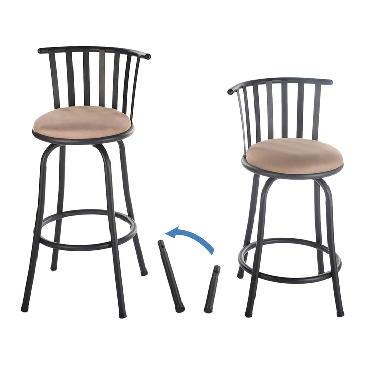 FurnitureR Barhocker-Set, drehbar, 2er-Set, höhenverstellbar, niedrige Rückenlehne mit bequemer Fußstütze, ohne Armlehnen, mit austauschbaren Beinen, 61/74 cm (24/29 Zoll)