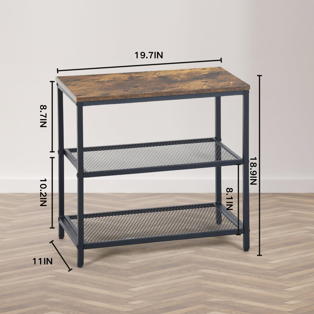 Möbel R 3-stufiges Aufbewahrungssystem, kleiner Konsolentisch, Garderobenregal, Beistelltisch mit 2 Lagen Drahtgeflecht, Metallrahmen, aufrechtes Regal für Zuhause, Sofaecke, Küche, Esszimmer, Wohnzimmer, Flur