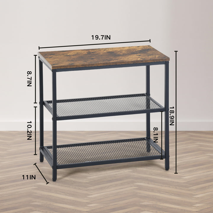 Möbel R 3-stufiges Aufbewahrungssystem, kleiner Konsolentisch, Garderobenregal, Beistelltisch mit 2 Lagen Drahtgeflecht, Metallrahmen, aufrechtes Regal für Zuhause, Sofaecke, Küche, Esszimmer, Wohnzimmer, Flur