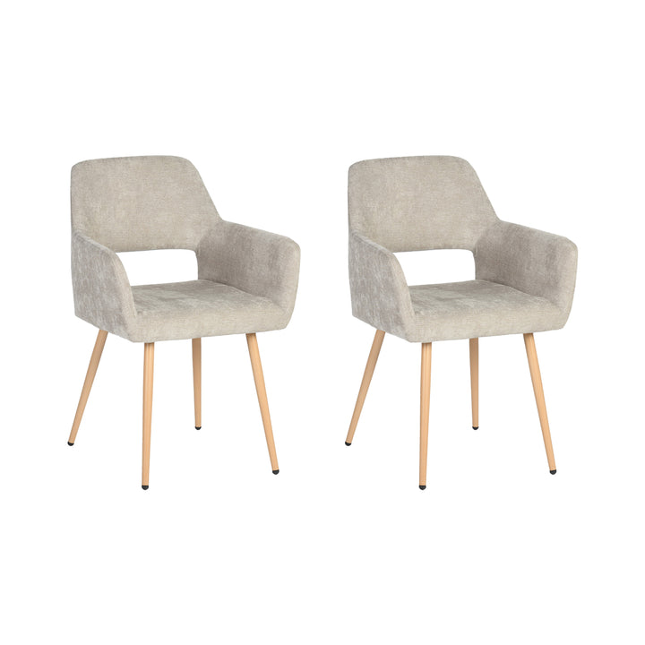 FurnitureR Esszimmerstühle, 2er-Set, bequemer Schminkstuhl, Stoff-Akzent-Freizeitsessel mit Armlehnen für Küche, Esszimmer, Wohnzimmer, Schlafzimmer, Beige