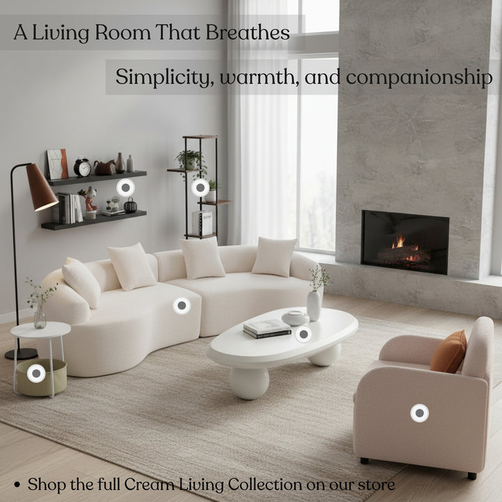 Fauteuil d'appoint FurnitureR moderne en peau de mouton retournée crème avec panier pour chat dissimulé, fauteuil lounge rembourré pour animaux de compagnie avec coussin marron chaud