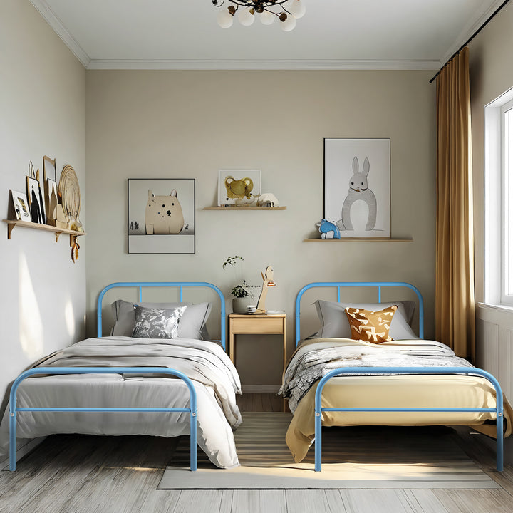 Möbel R Cadre de Lit Simple en Métal, mit Tête et Pied de lit, Base en Fer Solid pour Enfants ou Adolescents, Maison, Dortoir D'étudiants, Chambre d'enfants, Rose