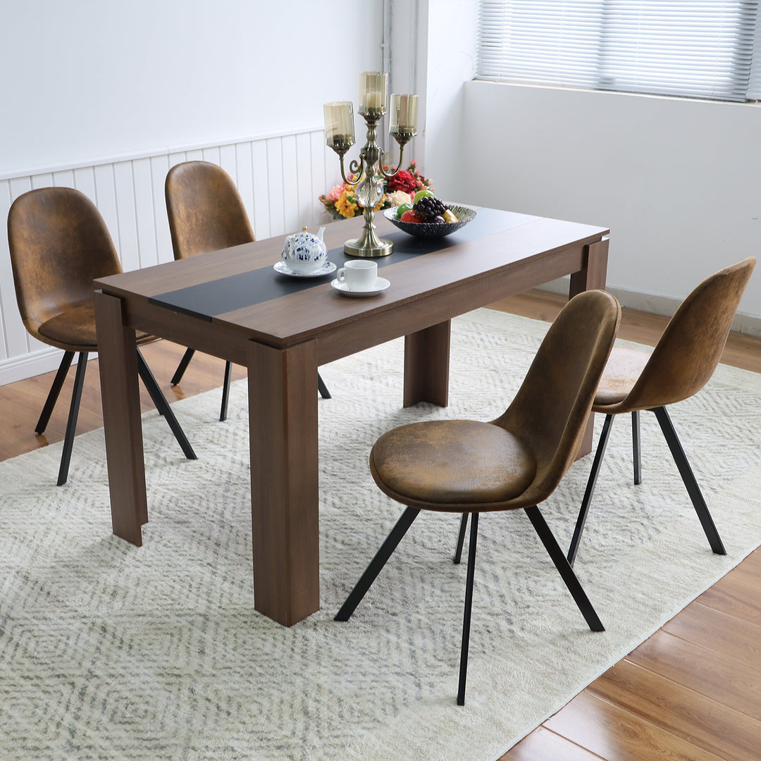 Ensemble de 4 chaises de salle à manger pivotantes en daim FurnitureR, sans accoudoirs, dossier mi-haut et pieds en métal, marron, pour salle à manger, cuisine, restaurant, café