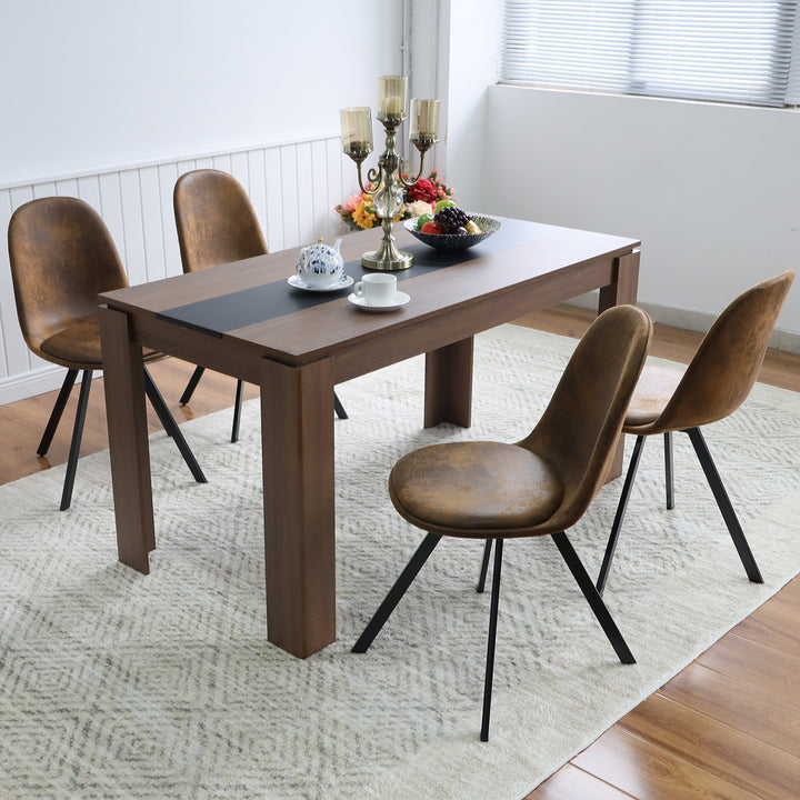 Ensemble de 4 chaises de salle à manger pivotantes en daim FurnitureR, sans accoudoirs, dossier mi-haut et pieds en métal, marron, pour salle à manger, cuisine, restaurant, café