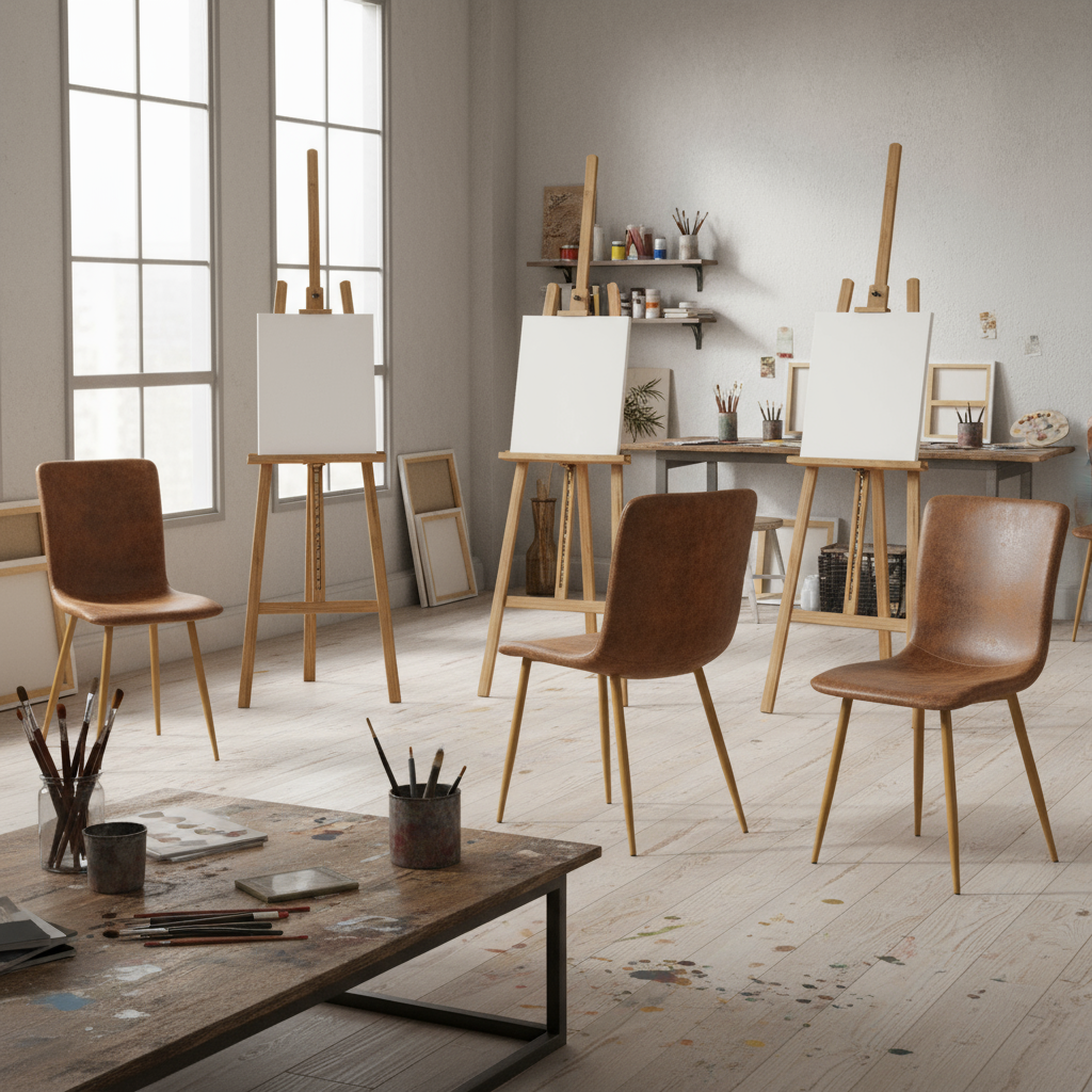 Ensemble de 4 chaises de salle à manger FurnitureR, chaise confortable avec dossier en daim et pieds en métal robustes pour cuisine, salon, chambre, salle d'attente, marron 