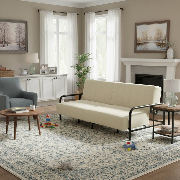 FurnitureR Convertible Folding Sofa Bed with Metal Armrests, Dual-Mode Reclining Backrest, Modern Sleeper Couch for Living Room, Guest Room, Apartment