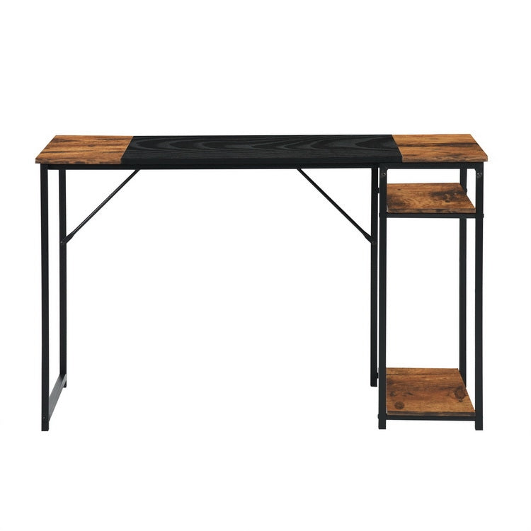 FurnitureR Bureau moderne marron+noir, 120x60x74cm, cadre métallique robuste, meuble gain de place idéal pour bureau ou maison, style contemporain, facile à assembler