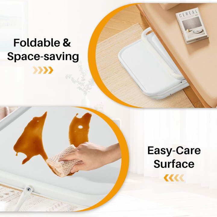 Table d'appoint pliante FurnitureR, table multifonctionnelle pliable et réglable, gain de place pour le salon, blanche