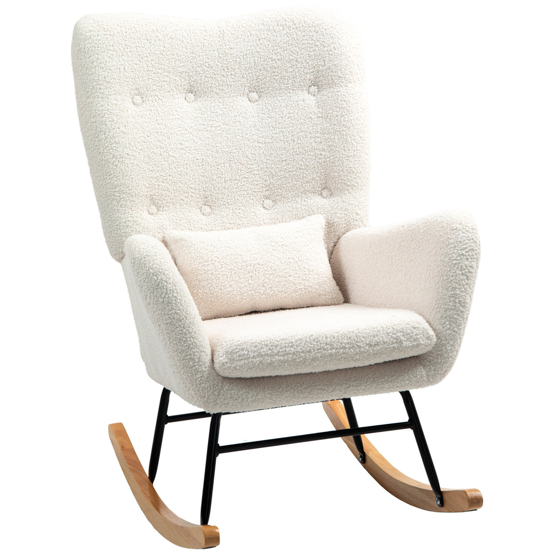Fauteuil berçant 1-pack Creme Blanc, Design Moderne, Matériau en Mousse Confortable, Utilisation Réduite de l'Espace, Armature Métallique Robuste