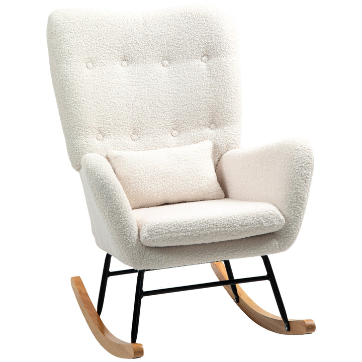 Fauteuil berçant 1-pack Creme Blanc, Design Moderne, Matériau en Mousse Confortable, Utilisation Réduite de l'Espace, Armature Métallique Robuste