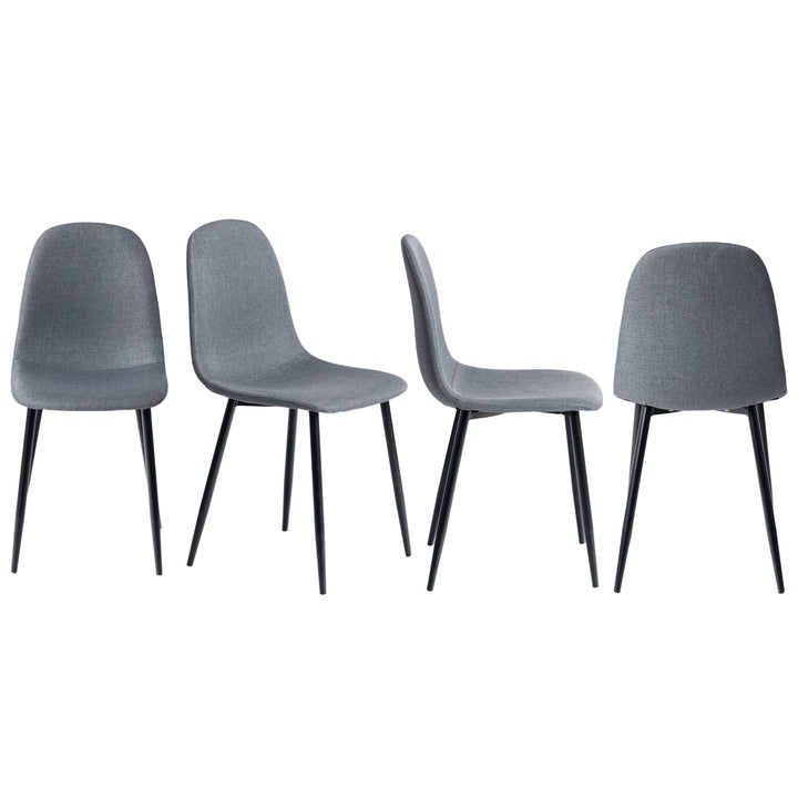 FurnitureR Dining Chairs Set of 4, Fabric Comfy Seat Armless Side Chairs with Metal Legs Mid Century for Home Kitchen Reception Room, Slubbed Grey