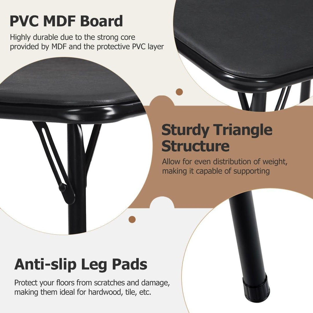 Table pliante carrée FurnitureR 86 cm (33,9 pouces), table multifonctionnelle pliable et portable pour les repas d'appoint, plateau en PVC, aucun assemblage requis, noire