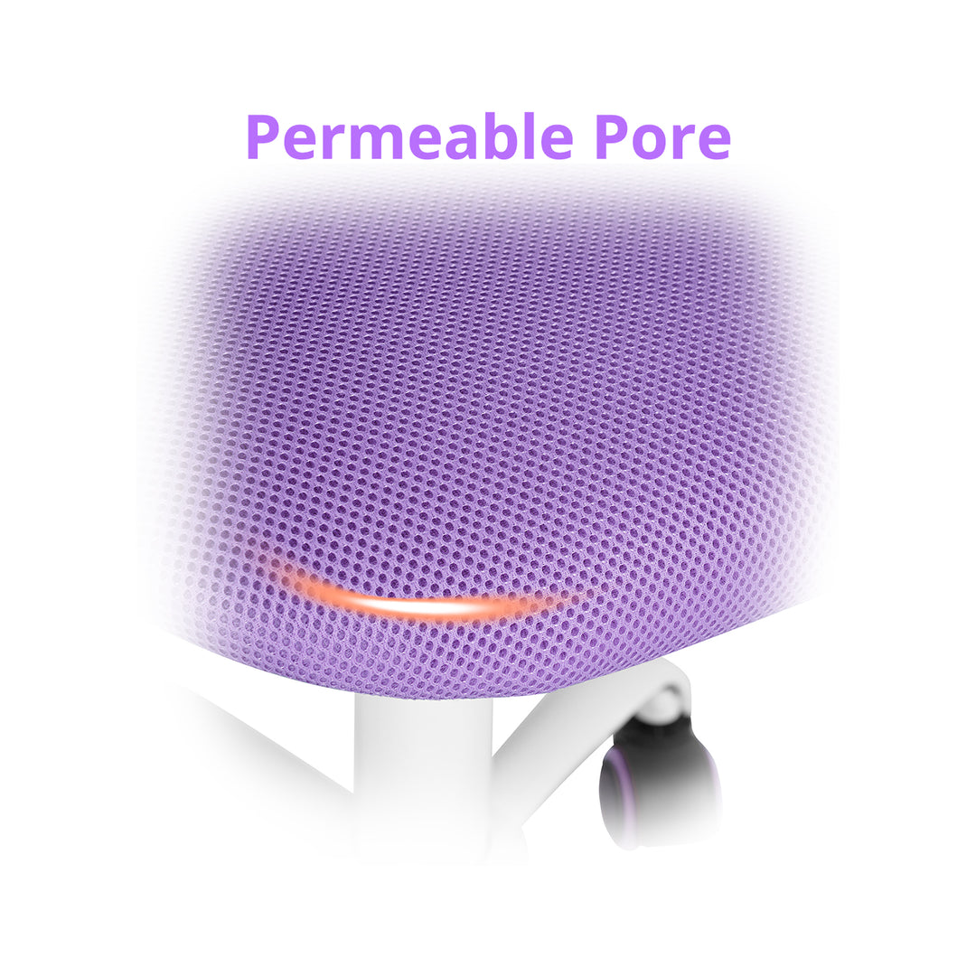 Chaise de bureau FurnitureR, chaise de travail réglable pour ordinateur, avec dossier en plastique et assise rembourrée, pivotante et à roulettes, violette