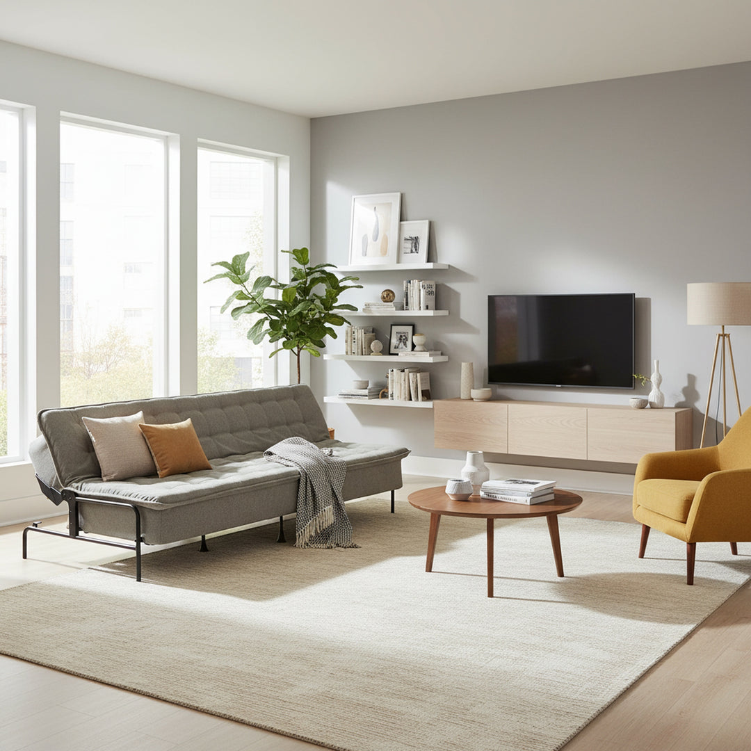 FurnitureR Convertible Sofa Bed with Adjustable Backrest, Folding Sleeper Sofa for Living Room, Guest Room, Tufted Cushion, Space-Saving Couch Bed